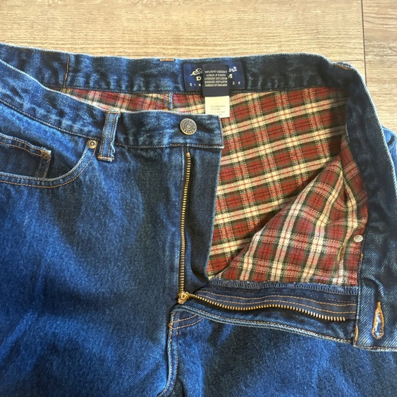 Eddie Bauer Jeans Men 34x34 Blue Dark Wash Flannel Lined Straight Leg Denim - Picture 4 of 8